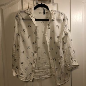 H&M Dividend US Size 2 Dove Patterned Blouse